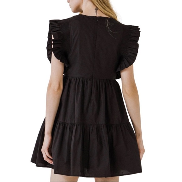 English Factory Dainty Babydoll Black Mini Dress - Picture 2 of 7